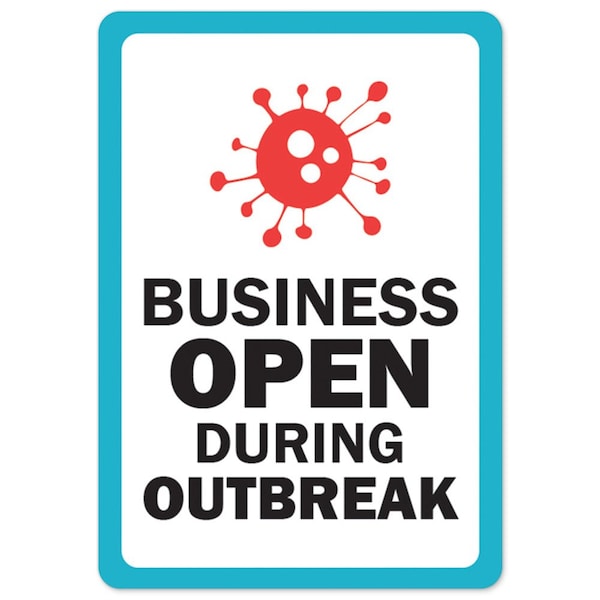 Public Safety, 48" Height, Peel And Stick Wall Graphic, 36" x 48", Business Open During Outbreak